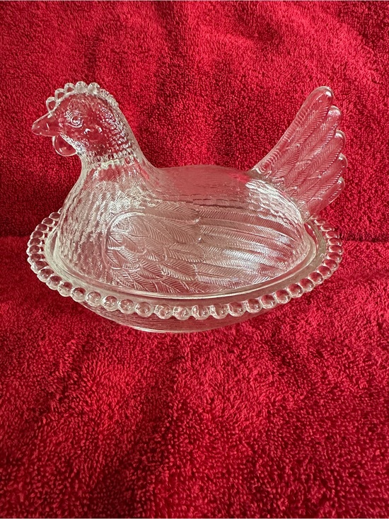 Indiana Glass Other - Vintage Indiana Glass Clear Large 7" Hen on Nest Covered Dish MCM Farmhouse